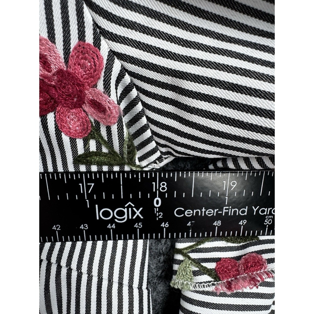 Girl Evolution Striped Embroidered Bell Sleeve Blouse Women's Small Tie Back Top - Picture 9 of 11